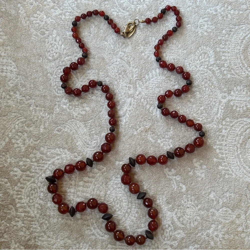 Coldwater Creek Carnelian Quartz Beaded Long Opera Necklace Boho Reddish Orange - Picture 13 of 13